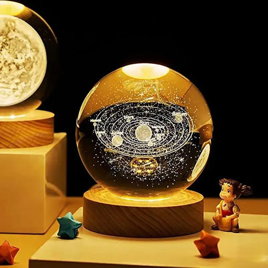 Lámpara Nocturna de Bola de Cristal – Diseño Sistema Solar