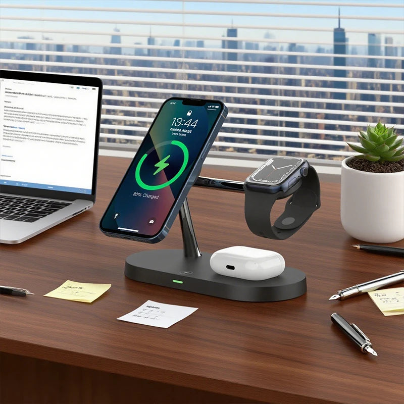 Cargador Inalámbrico Magnético 3 en 1 Apple