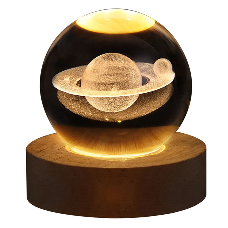 Lámpara Nocturna de Bola de Cristal – Diseño Sistema Solar